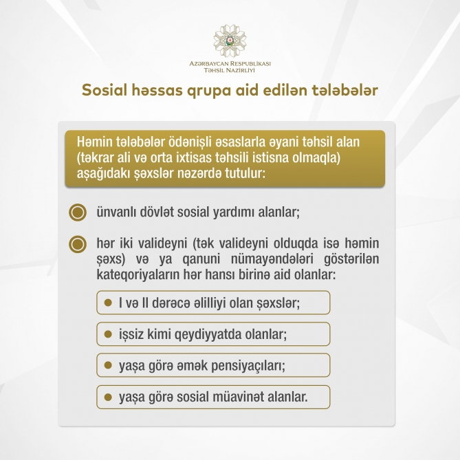 Minlərlə tələbənin təhsil haqqını dövlət ÖDƏYƏCƏK