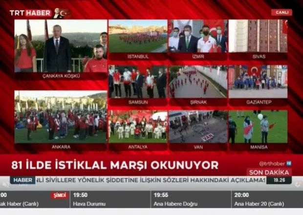 Türkiyənin hər yerində eyni vaxtda İstiqlal marşı oxundu