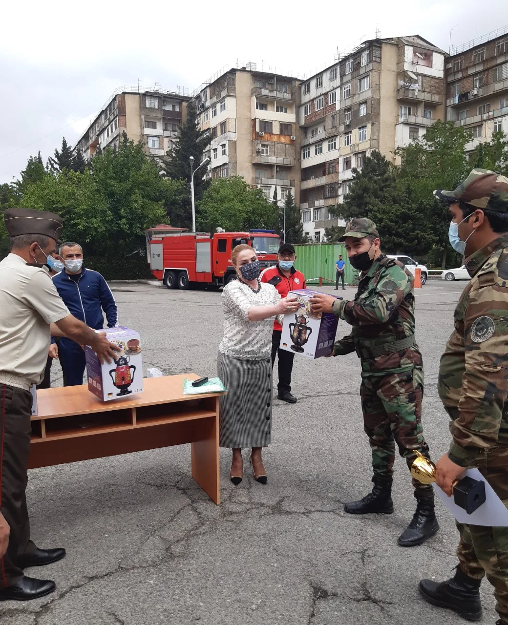 Yanğından Mühafizə Xidmətinin bölmələri arasında baxış-müsabiqə keçirilib-Fotolar