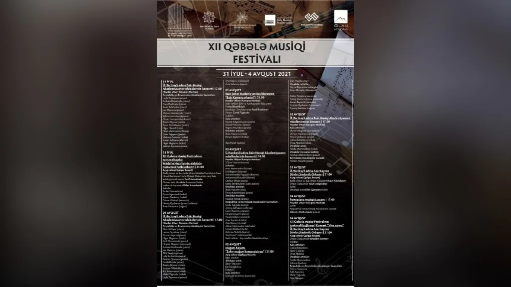 Ü.Hacıbəyli adına Bakı Musiqi Akademiyasının 100 illik yubileyinə həsr olunmuş XII Qəbələ Musiqi Festivalı