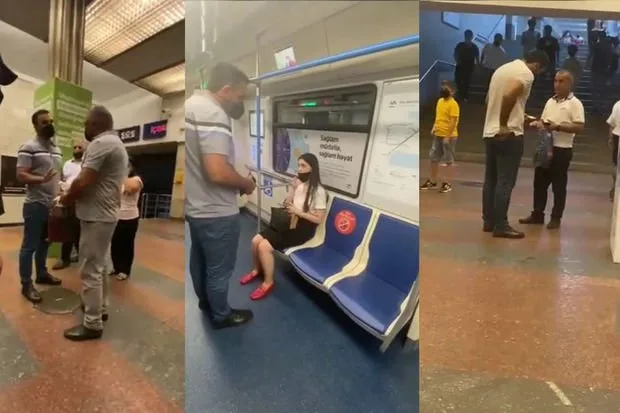 Mülki geyimli polislər metroda maskadan istifadə etməyənlərə qarşı tədbirlər keçirir - VİDEO