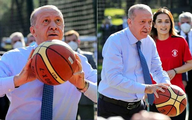 Ərdoğan gənclərlə basketbol oynadı - VİDEO (FOTOLAR)