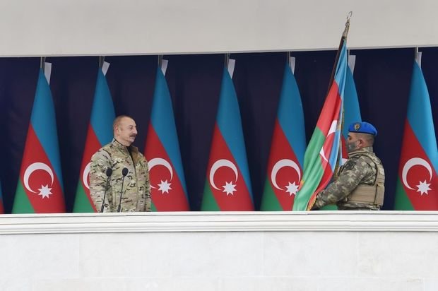 İlham Əliyev Hadrutda hərbi hissənin açılışında - YENİLƏNİB