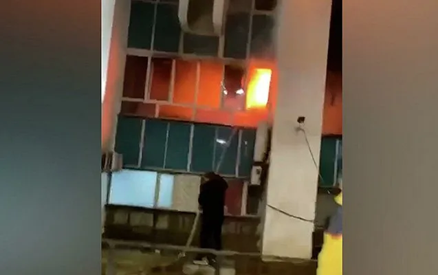 Almatıda “Mir 24” telekanalının binasında yanğın - VİDEO