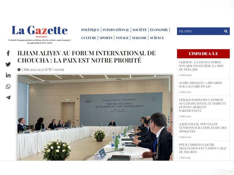 "La Gazette" Şuşadakı beynəlxalq konfransdan yazdı