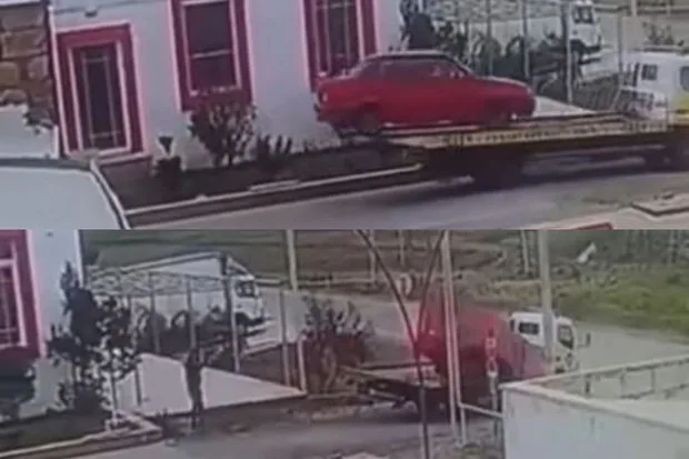 "VAZ-2115" özünü evakuatordan "atdı" - ANBAAN VİDEO