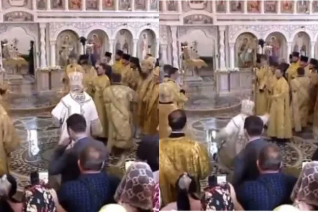 Patriarx Kirill moizə oxunan zaman yerə çırpıldı - VİDEO