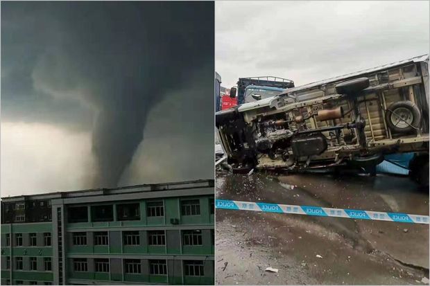 Çində tornado yüzlərlə evi dağıdıb: Ölən və yaralananlar var - VİDEO