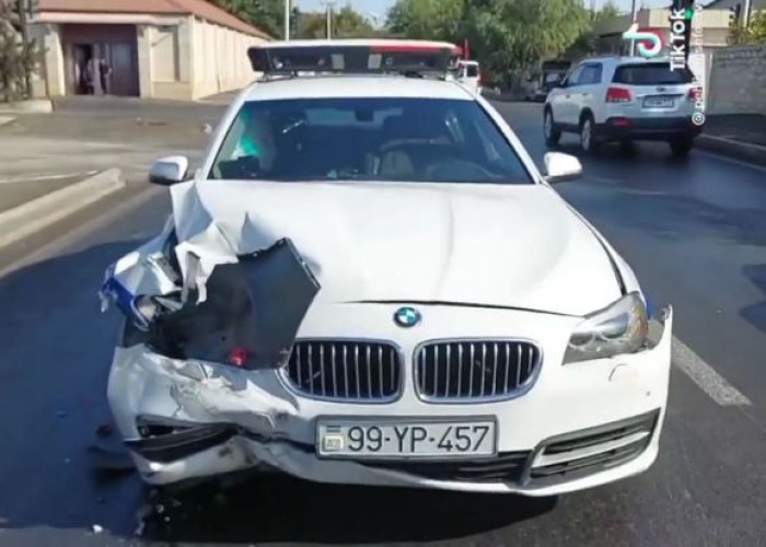 Bakıda yol polisi qəza törətdi - VİDEO