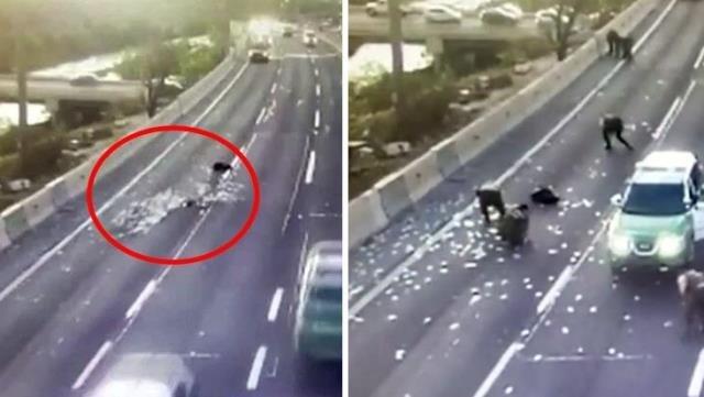 Polisdən qaçan oğrular pulları magistral yola səpdilər