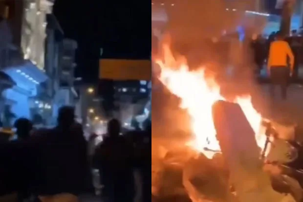 İranın Astara şəhərində etirazçılar repressiv qüvvələri meydandan qovdular - VİDEO