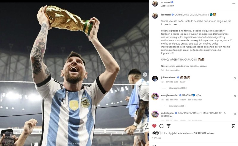 Messi bu paylaşımı ilə rekord qırdı
