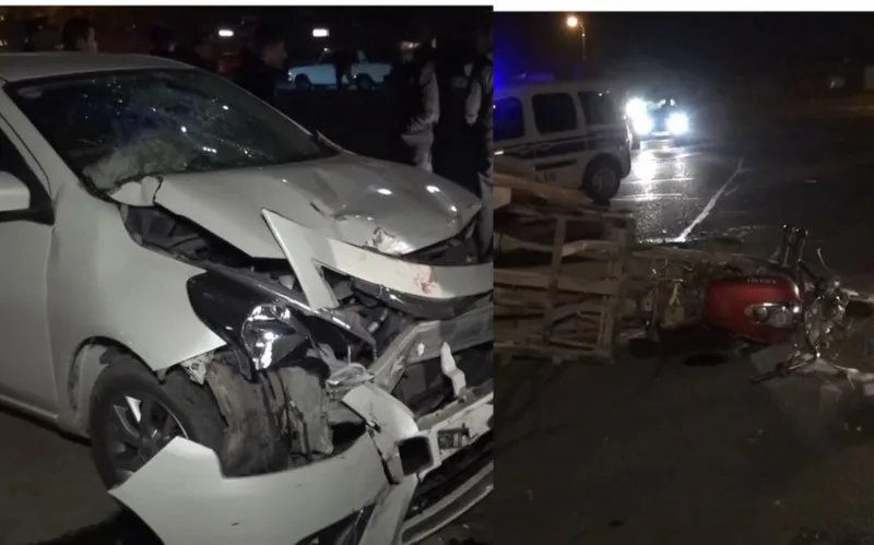 Sərxoş motosikletçi qəza törətdi - VİDEO