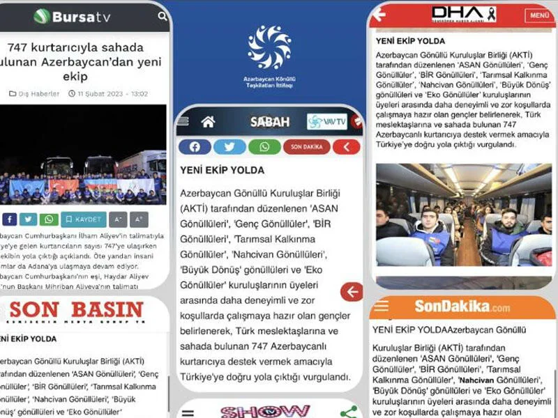 Yardıma gedən könüllülər Türkiyə mediasında