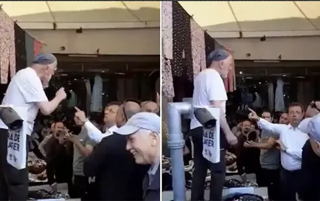 İmamoğlu bazarda satıcı ilə mübahisə etdi - VİDEO