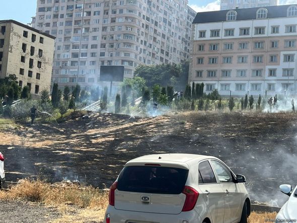 Bakıda açıq ərazidəki yanğın söndürüldü - YENİLƏNİB