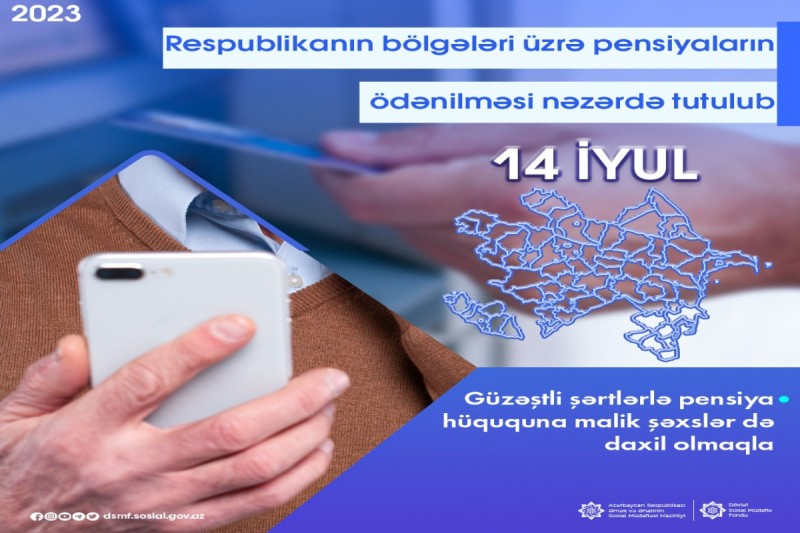 Regionlar üzrə pensiyalar bu tarixdə ödəniləcək