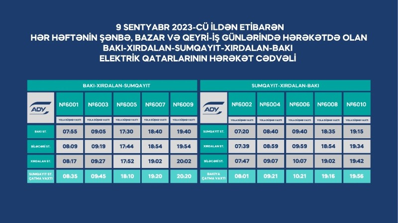 Bu tarixdən qatarlar belə hərəkət edəcək