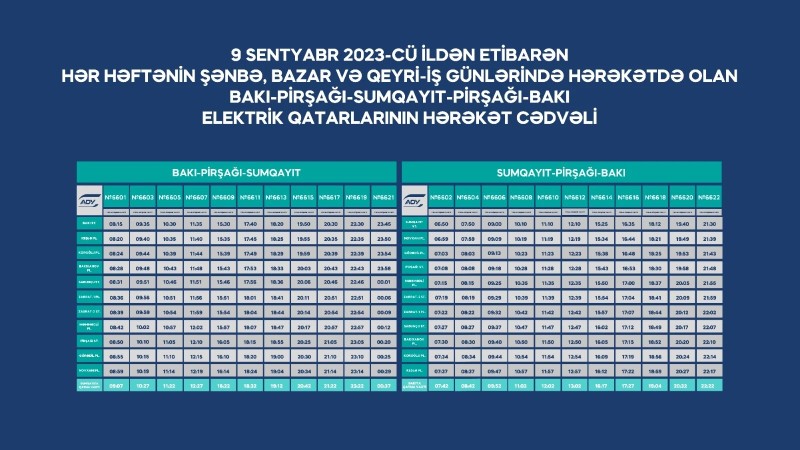 Bu tarixdən qatarlar belə hərəkət edəcək