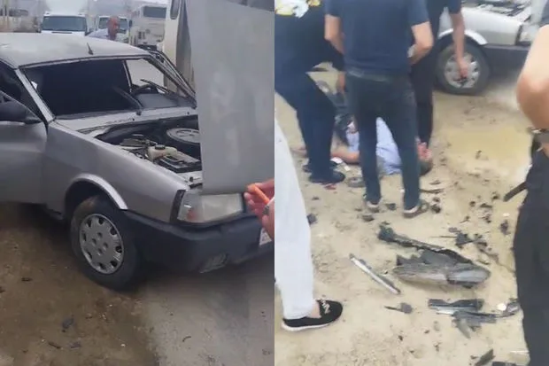 Lökbatanda iki avtomobil toqquşdu - Yaralı var