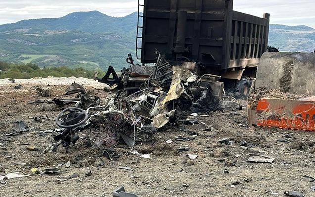 Mina partlayışlarının baş verdiyi yerdən FOTOLAR