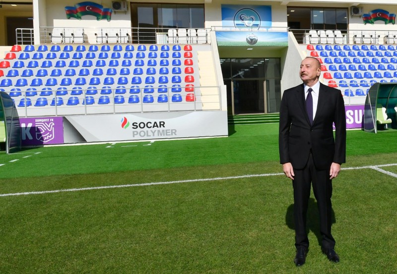 Prezident Sumqayıt stadionunun açılışını etdi - FOTOLAR