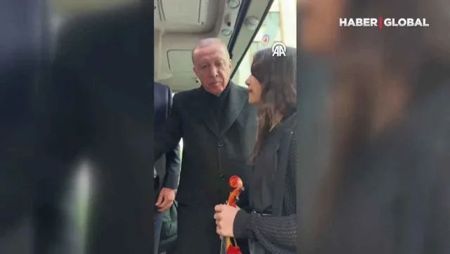 Prezident Ərdoğanla skripka çalan tələbə arasında söhbət - VİDEO