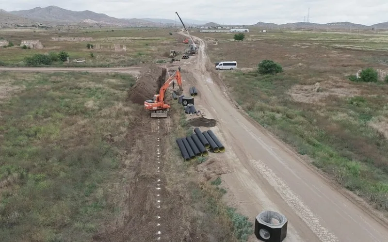Cəbrayıl şəhərində içməli və tullantı su infrastrukturları yaradılır - VİDEO