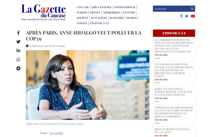 Paris merinin Azərbaycana qarşı iddiaları riyakarlıqdır - "La Gazette du Caucase"