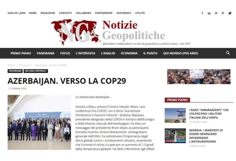 İtaliya nəşri Pre-COP29 konfransından yazıb