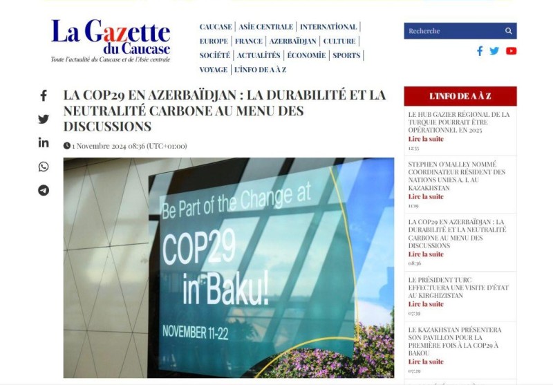 Fransız mətbuatı COP29-a hazırlıqdan yazdı