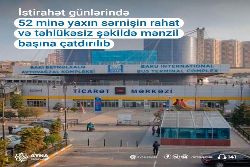 İstirahət günlərində 52 minə yaxın sərnişin rahat və təhlükəsiz mənzil başına çatıb