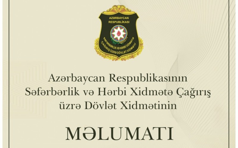 Səfərbərlik xidməti MƏLUMAT YAYDI - 3 NƏFƏR