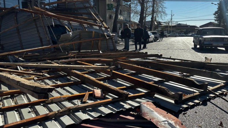 Güclü külək Göyçayda fəsadlar törətdi: elektrik enerjisinin verilişi dayandırıldı - FOTOLAR