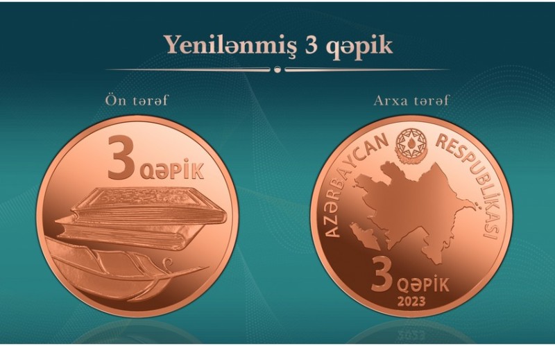 Yenilənmiş 3 qəpiklik metal pul nişanı tədavülə buraxıldı