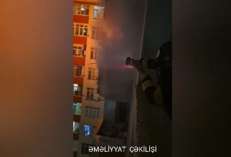 Bakıda yaşayış binasında YANĞIN: 12 nəfər... - VİDEO