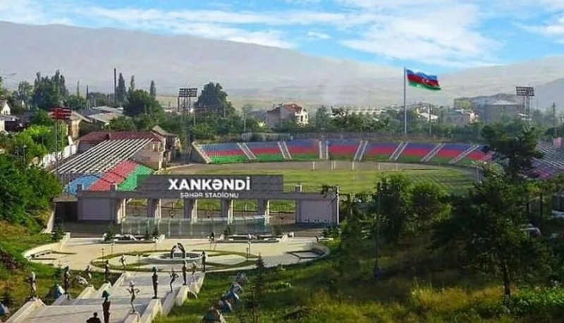 Xankəndi şəhər stadionu yenidən qurulur - FOTO