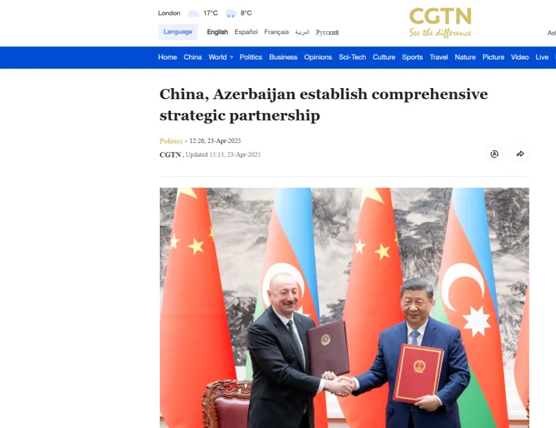 İlham Əliyevin səfəri Çin mediasında