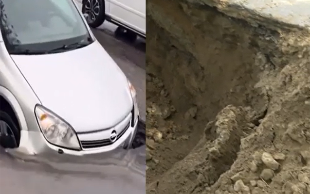 Bakıda bu yol 20 gündə ikinci dəfə çökdü - VİDEO