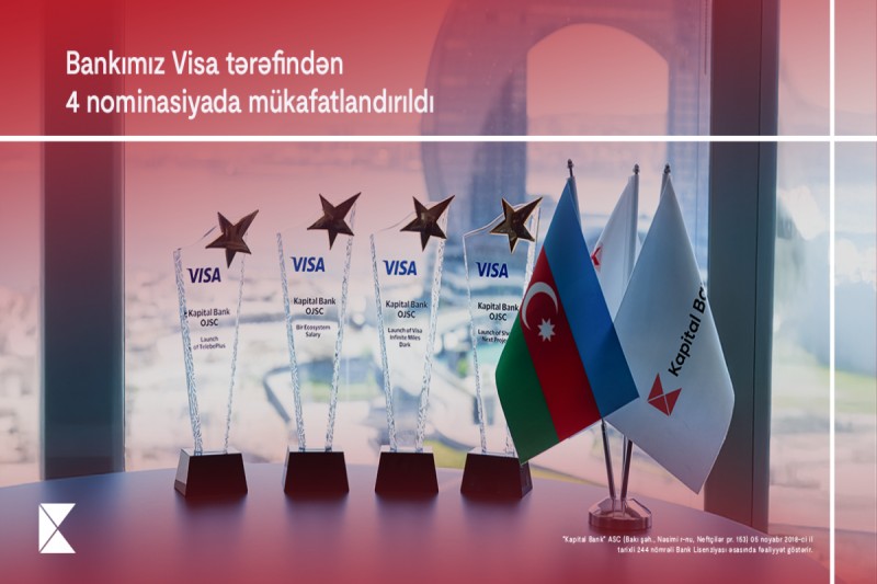 Kapital Bank Visa şirkəti tərəfindən 4 mükafata layiq görülüb