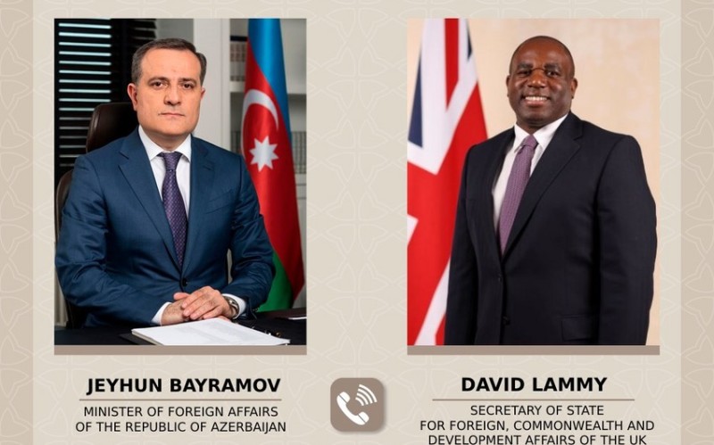 Ceyhun Bayramov Britaniyanın dövlət katibi ilə müzakirələr apardı