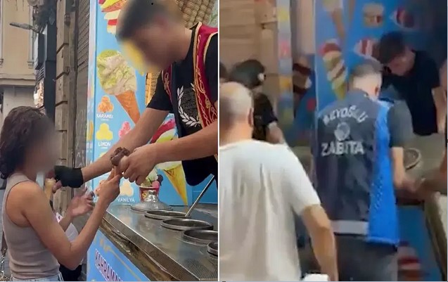 Turistə nalayiq hərəkət edən dondurmaçı cəzalandırıldı - VİDEO