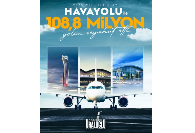 Türkiyədə hava nəqliyyatı ilə 6 ayda 108,8 milyon sərnişin daşınıb