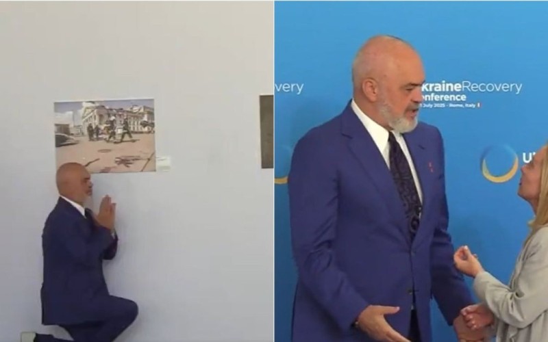 Edi Rama yenidən Meloninin qarşısında diz çökdü - VİDEO
