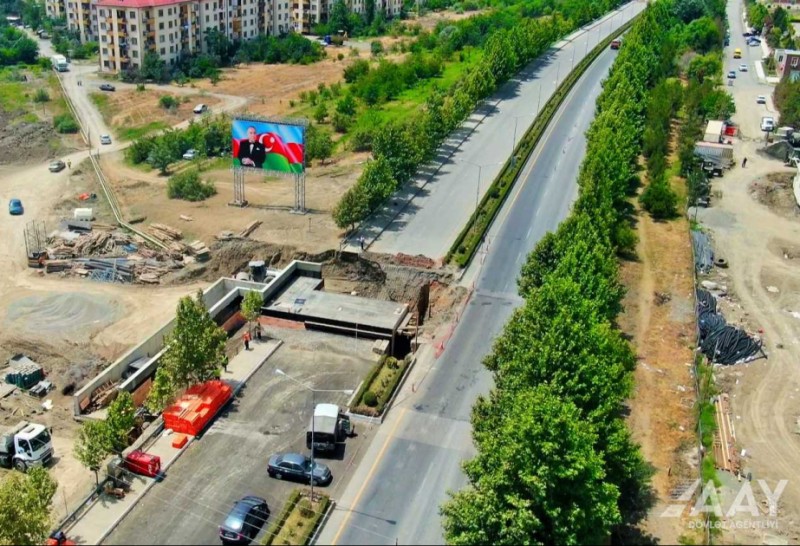 Yevlaxda yeraltı piyada keçidinin inşası davam edir