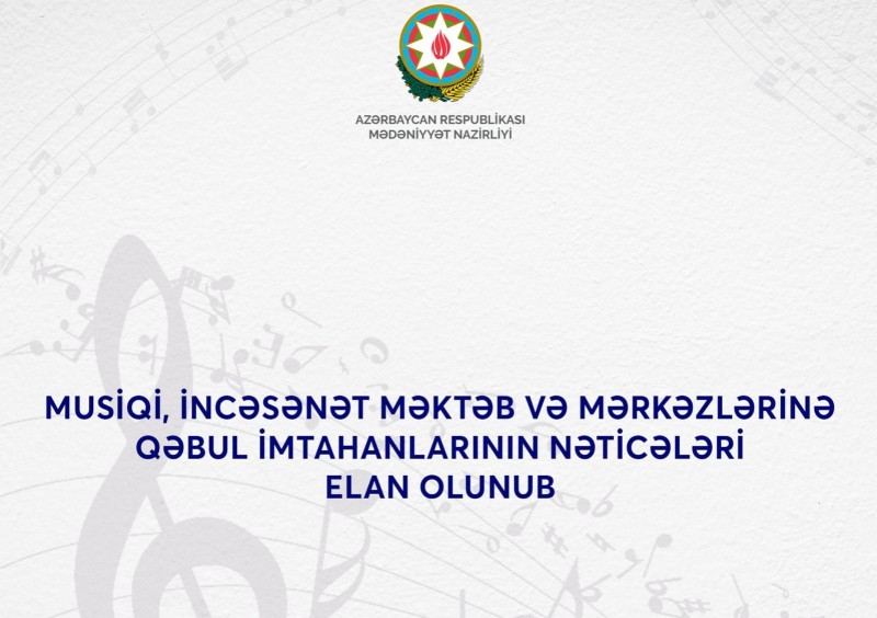 Musiqi, incəsənət məktəb və mərkəzlərinə qəbul imtahanlarının nəticələri elan olundu