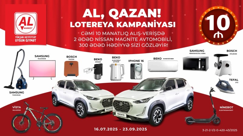 Al Market”də “AL, QAZAN!” tirajlı stimullaşdırıcı lotereya başladı
