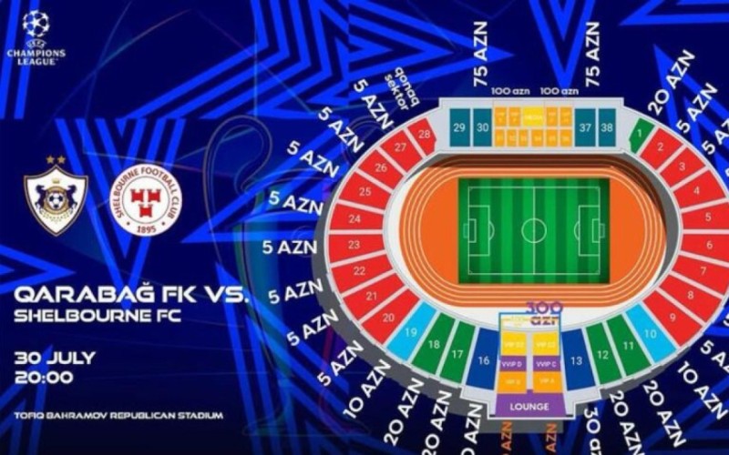 Qarabağ - Şelburn matçına satılan biletlərin sayı açıqlandı