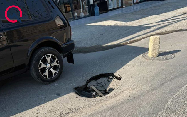 Masazırda yol çökdü - FOTO