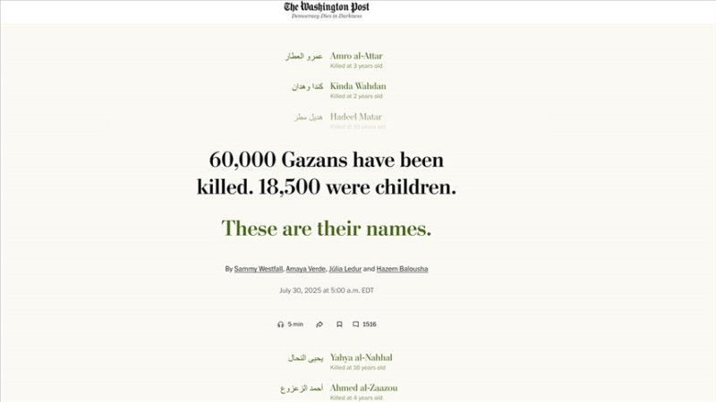 “Washington Post” Qəzzada ölən 18 min 500 uşağın adını dərc etdi